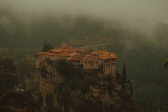 Beautiful views of valleys seen from the monasteries of Meteora.