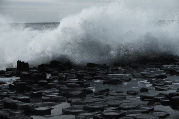 The unique rock formations at the Giant's Causeway.