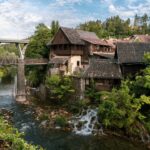 Crowd enjoying festive activities in Croatian town.