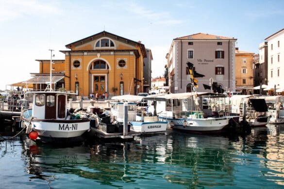 Local market in Piran with fresh produce