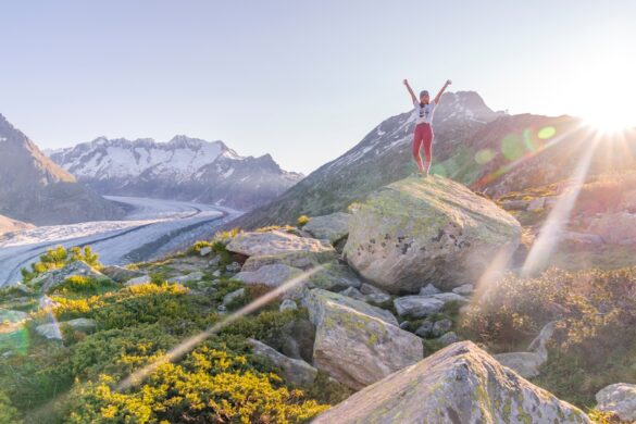 Tourist engaging in adventure sports in Switzerland.
