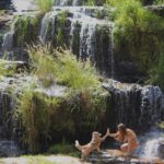 Relaxing in hot springs near Arenal Volcano.