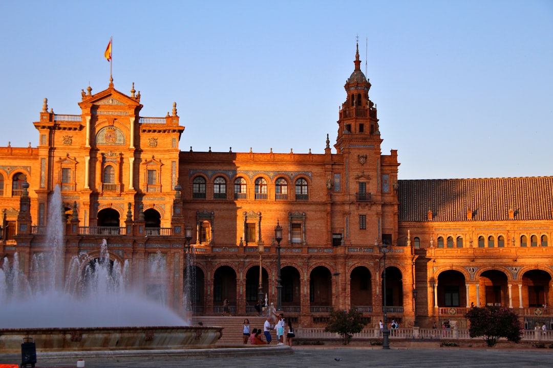 Seville skyline with orange trees