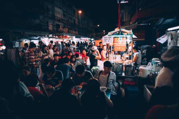 Local festival with Porchetta on display.