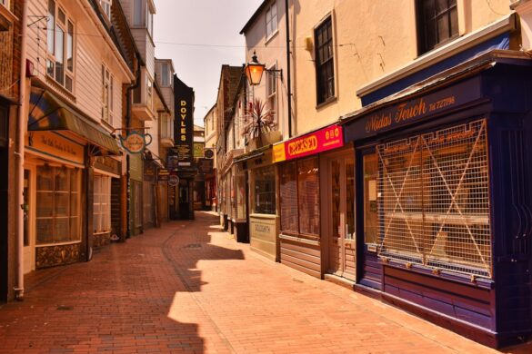 Beautiful streets of a Brittany town during festival