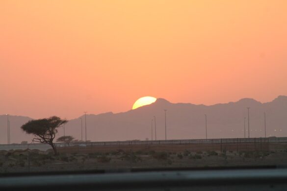 A stunning sunset in the Moroccan desert.