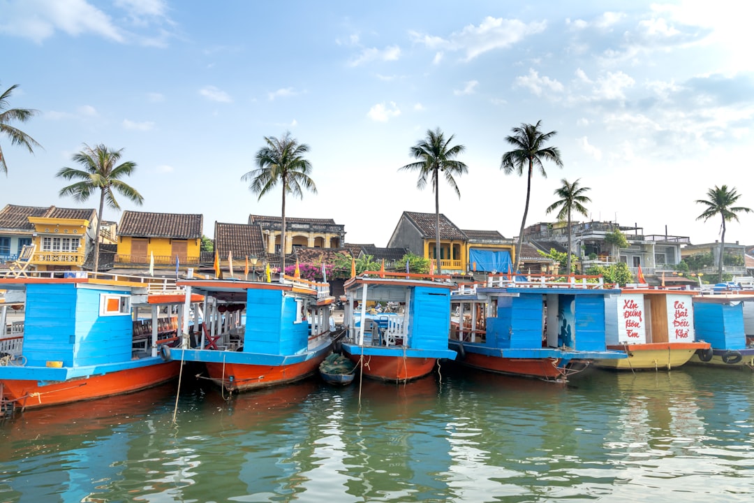 Colorful floating market scene in Thailand.