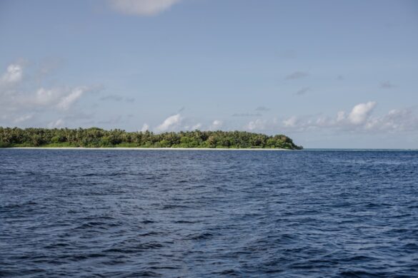 Unique landscape of Fuvahmulah Island with freshwater lakes.