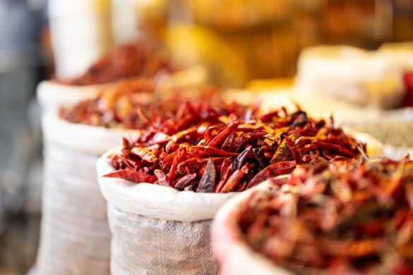 An array of Indian spices for cooking.