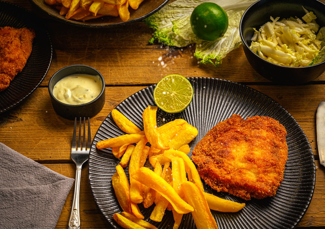 A variety of British dishes on a wooden table