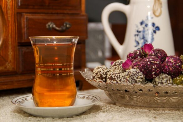 A traditional Turkish tea ceremony being conducted.