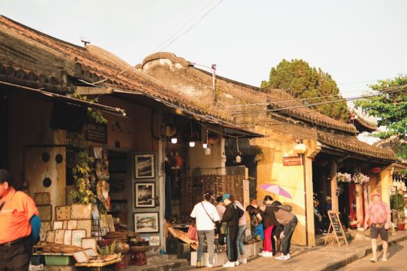 Vibrant local market scene in Hoi An.