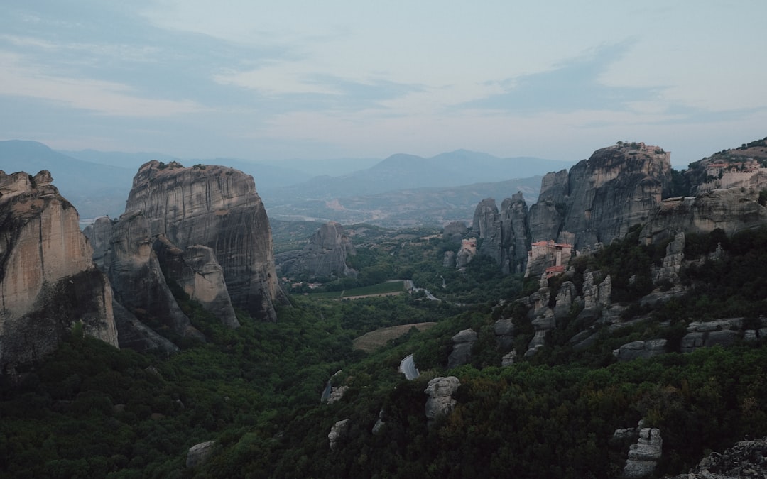 Metéora monasteries and cliffs in Greece.
